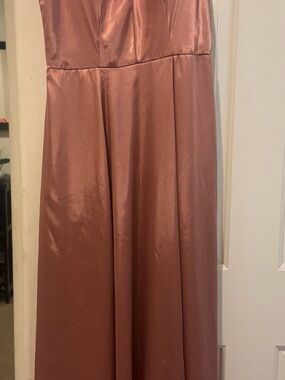 Dusty Rose Satin Strapless Gown